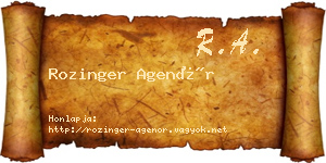 Rozinger Agenór névjegykártya